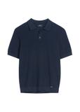 Granatowa prążkowana koszulka polo POLMT-0085-7E(W26)