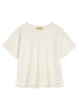 Kremowy t-shirt damski z bawełny merceryzowanej TSHDT-0154-0B(W26)