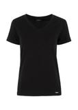 Czarny T-shirt damski w serek TSHDT-0118-99(W25)