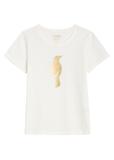 Kremowy T-shirt damski z logo TSHDT-0155-0B(W26)