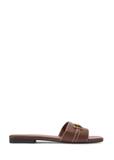 Skórzane klapki damskie w kolorze camelu BUTYD-1273-1D(W26)