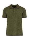 Koszulka polo khaki we wzory POLMT-0081-55(W25)