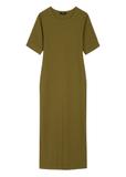 Bawełniana sukienka khaki midi SUKDT-0256-8D(W26)