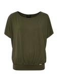 Bluzka khaki ze ściągaczem damska BLUDT-0170-54(W25)