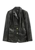 Czarna skórzana marynarka damska PLUS SIZE KURDS-0645L-99(W26)