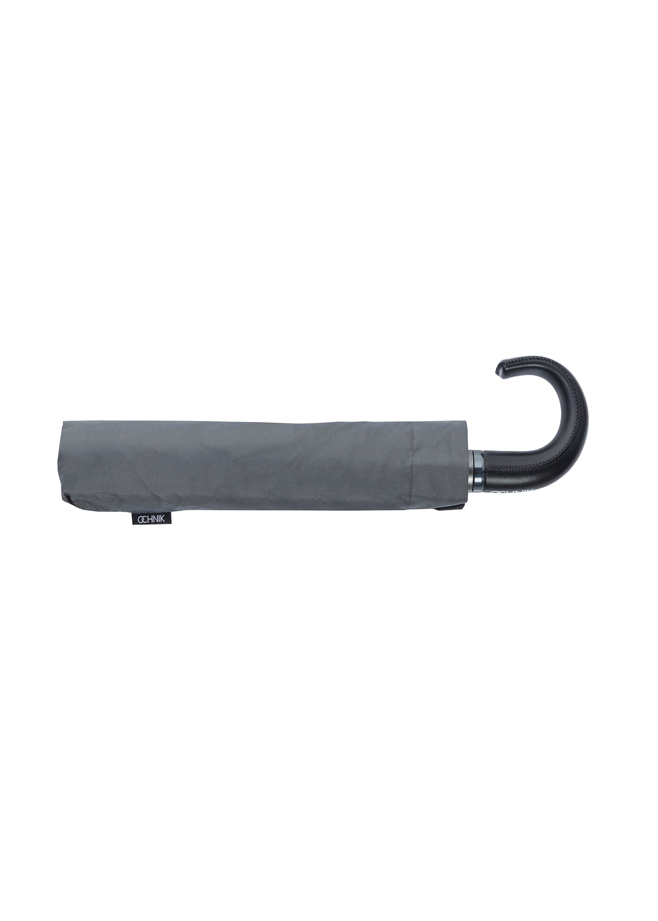 Szary parasol męski PARSM-0002-95(W25), widok złożonego produktu na białym tle.