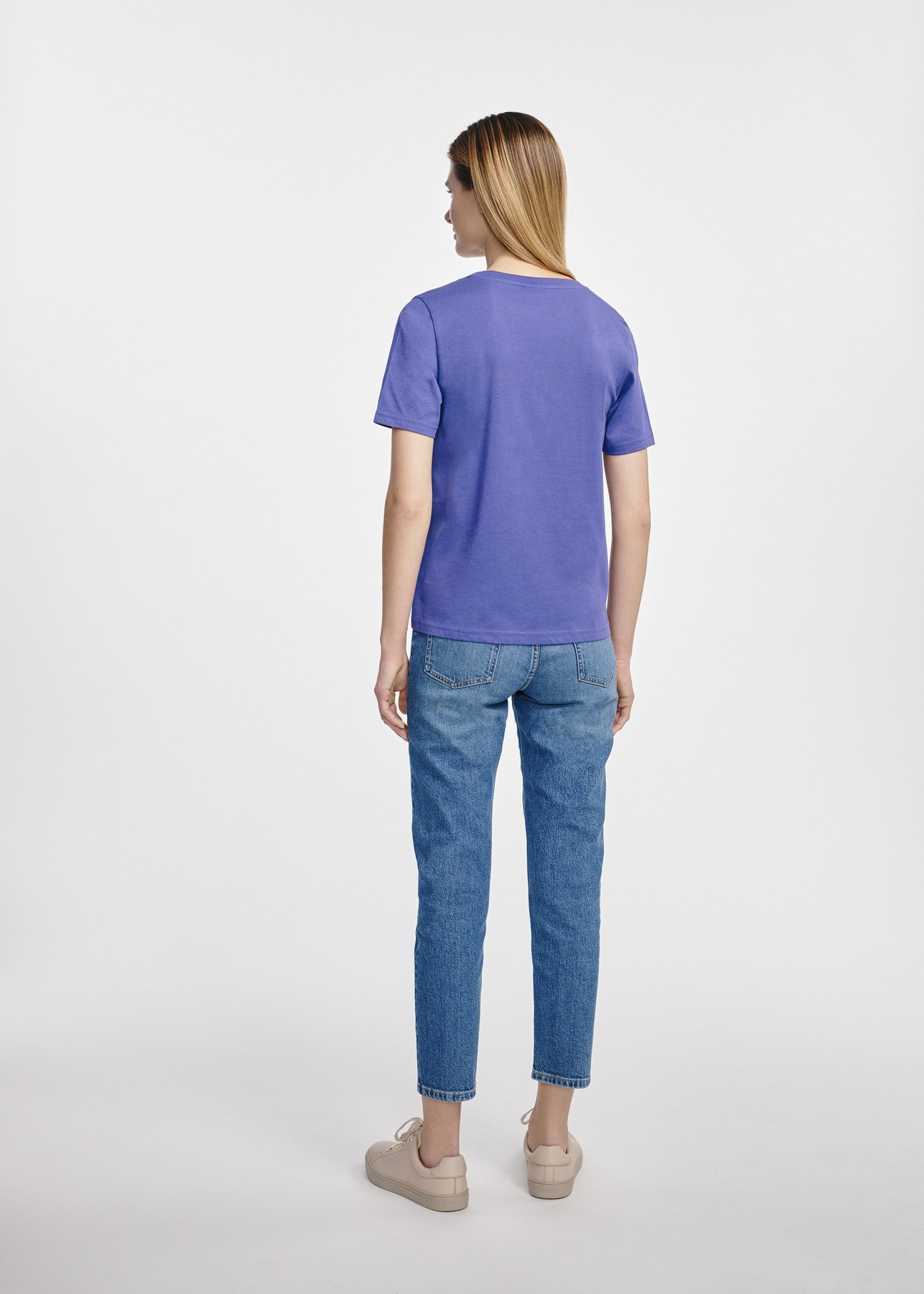 Niebieski t-shirt damski basic TSHDT-0120-61(W25)-04