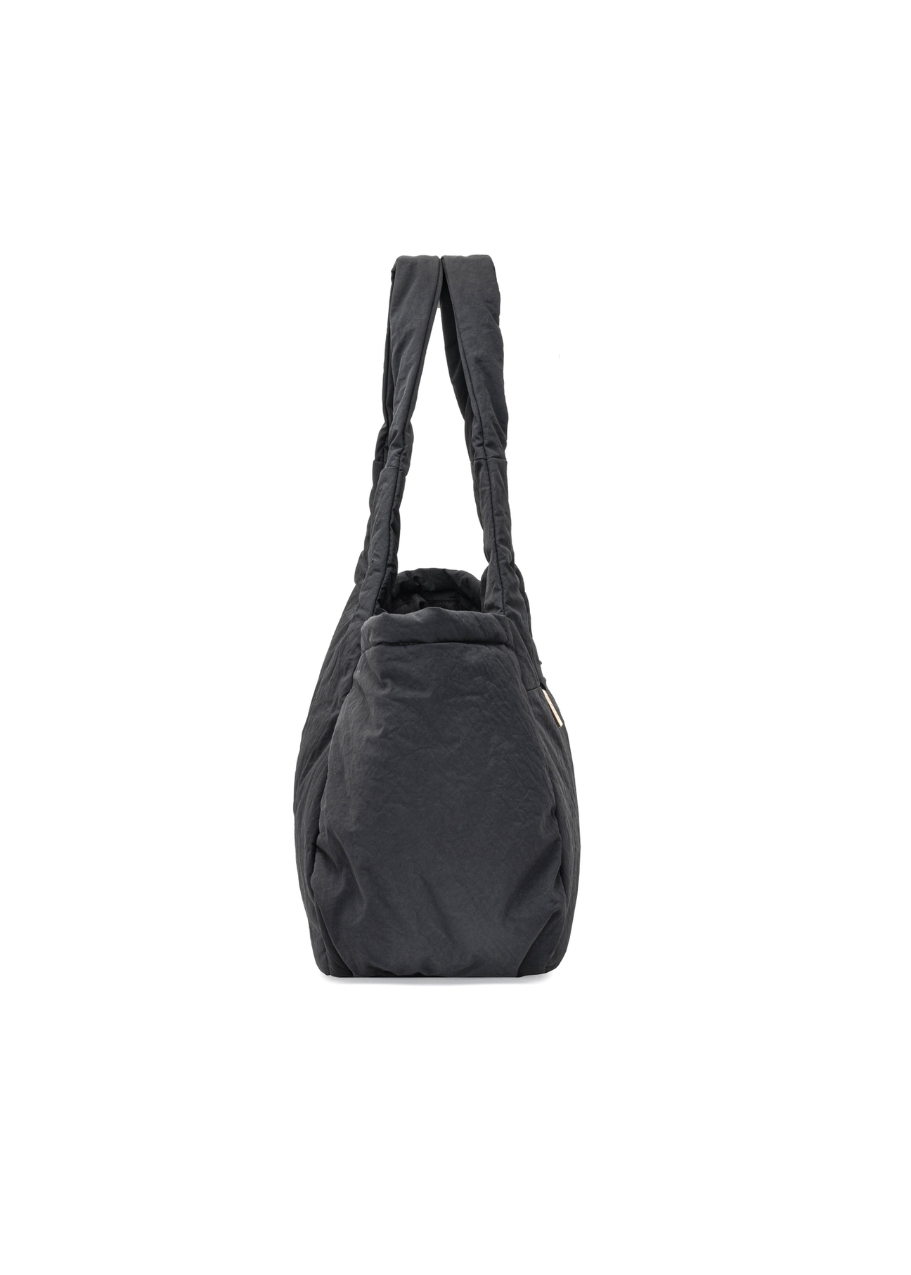 Czarna torebka shopper damska TOREN-0336-99(W26), widok produktu z boku na białym tle.