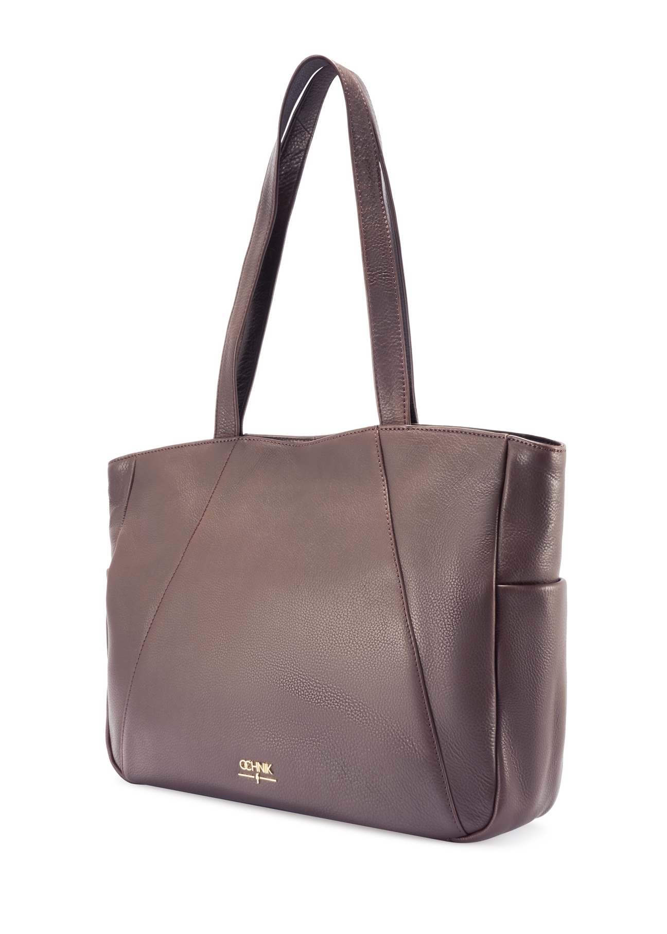 Brązowa skórzana torebka shopper damska TORES-1255-1I(W26)