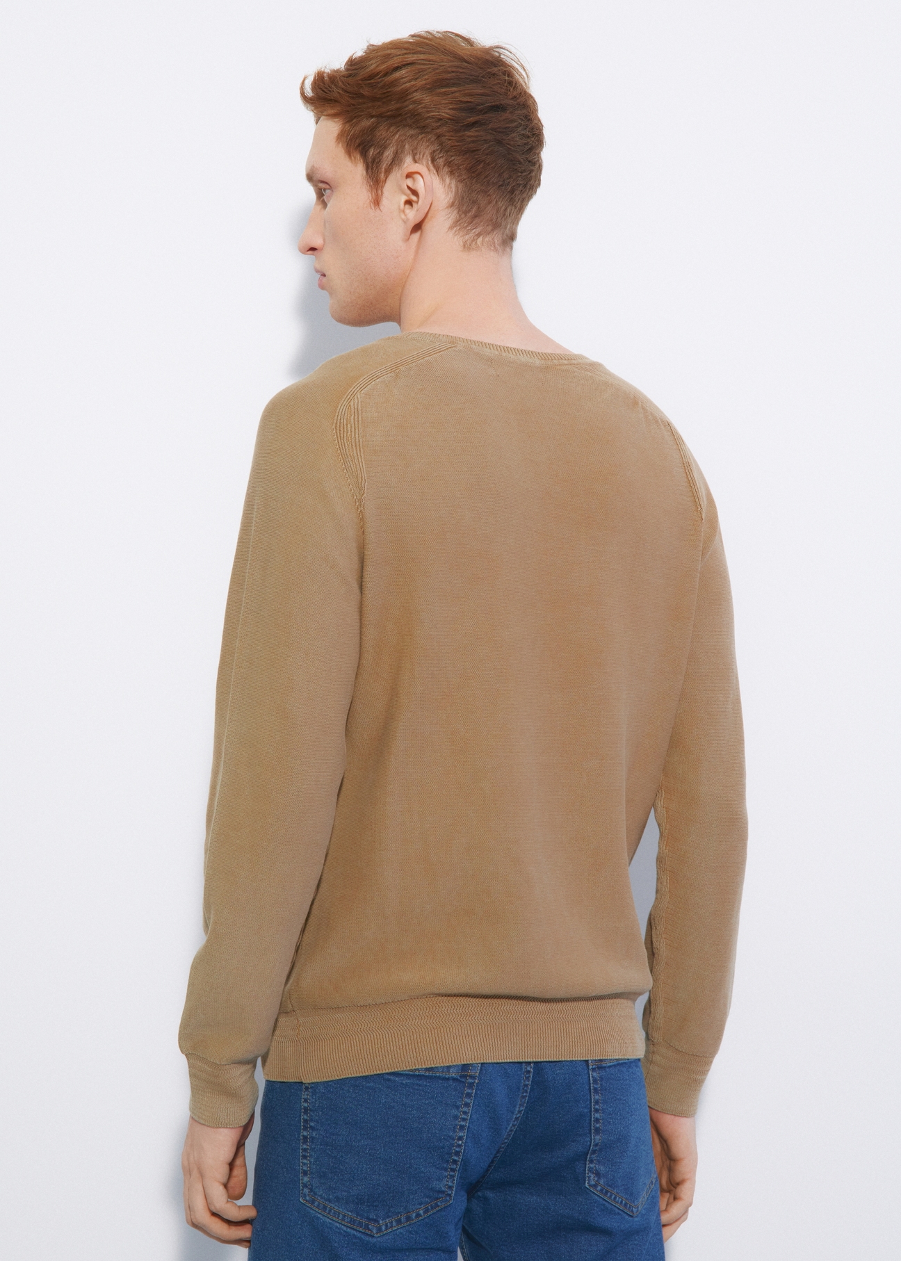 Brązowy sweter męski z guzikami SWEMT-0130-24(W23)-03