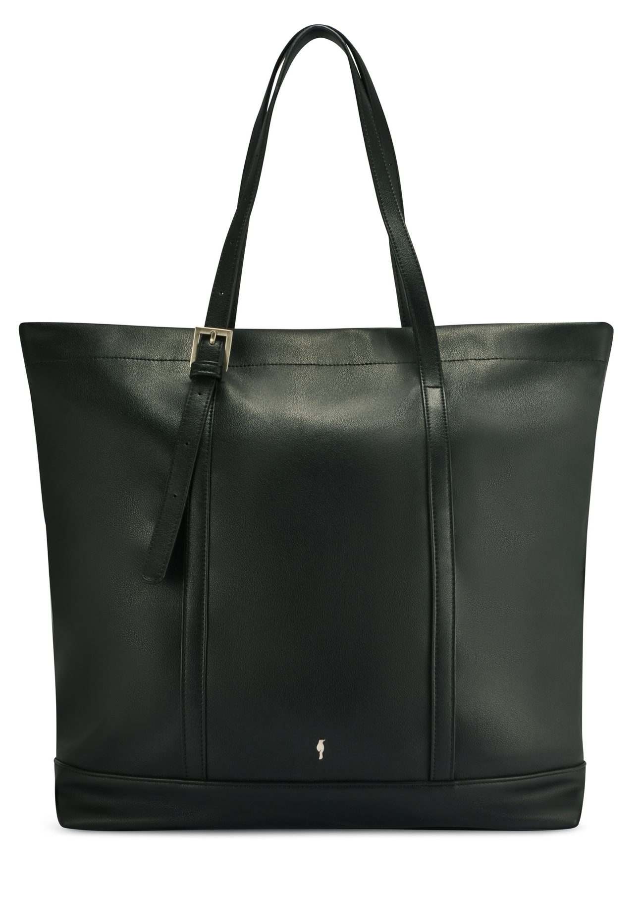 Duża czarna torebka damska shopper TOREC-1067-99(Z25), widok produktu od przodu na białym tle.