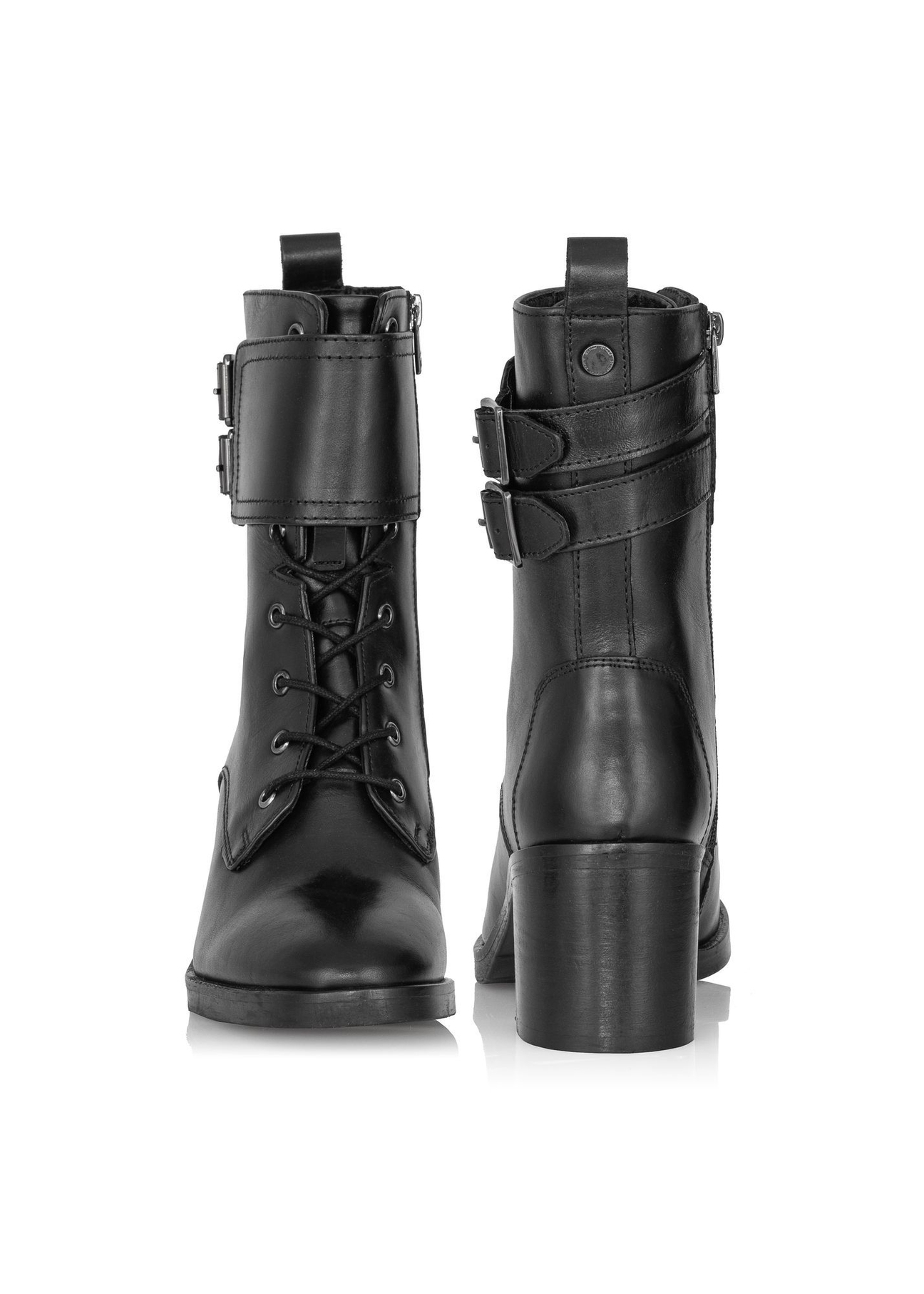 Czarne skórzane botki damskie BUTYD-1028-99(Z23)-03