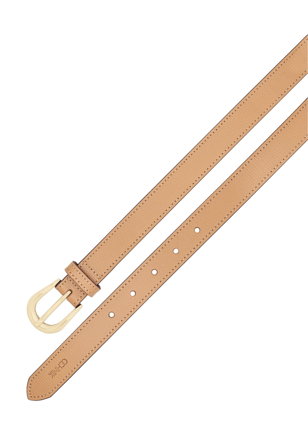 Ciemnobeżowy skórzany pasek damski PASDS-0303-1C(W26)