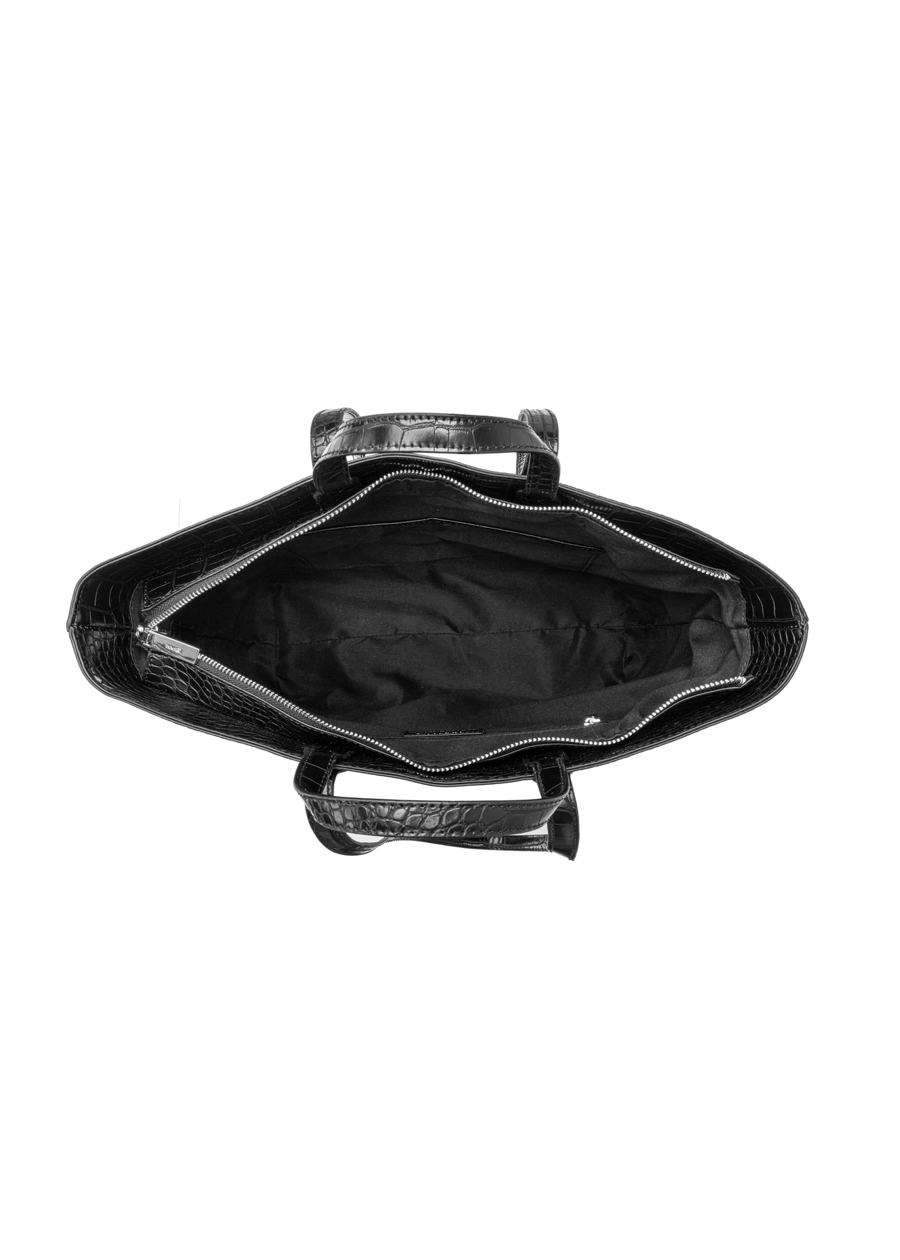 Czarna torebka damska shopper TOREC-1204-9G(W26), widok produktu w środku na białym tle.
