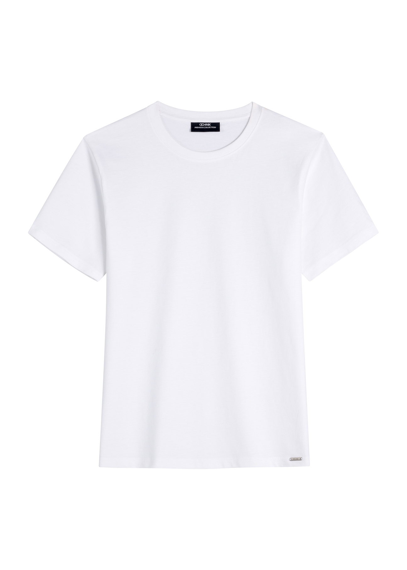 Biały bawełniany t-shirt męski TSHMT-0144-0A(W26) - widok produktu z przodu, na białym tle. 