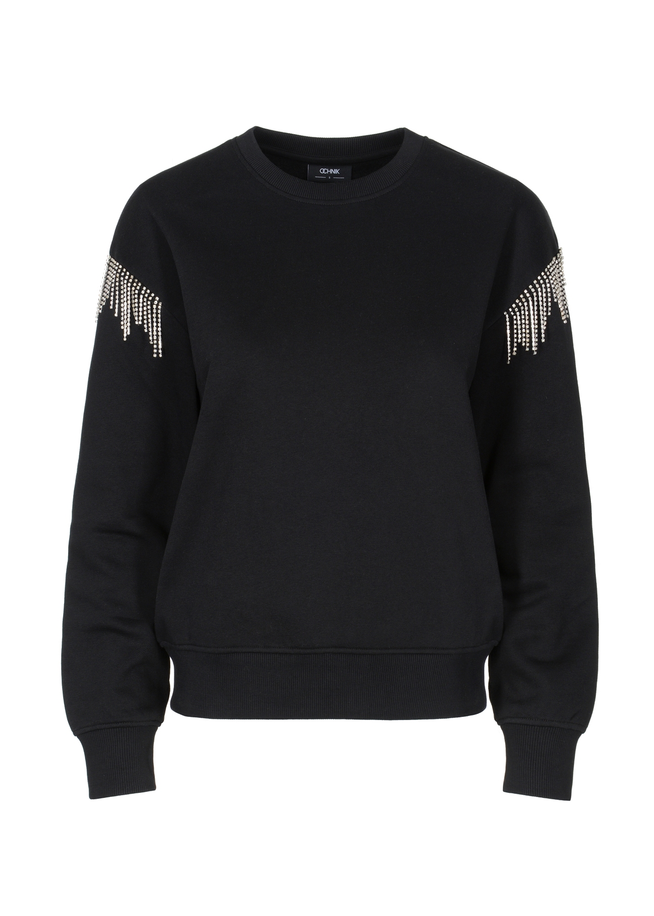 Czarna bluza damska z cyrkoniami BLZDT-0089-99(Z23)-04