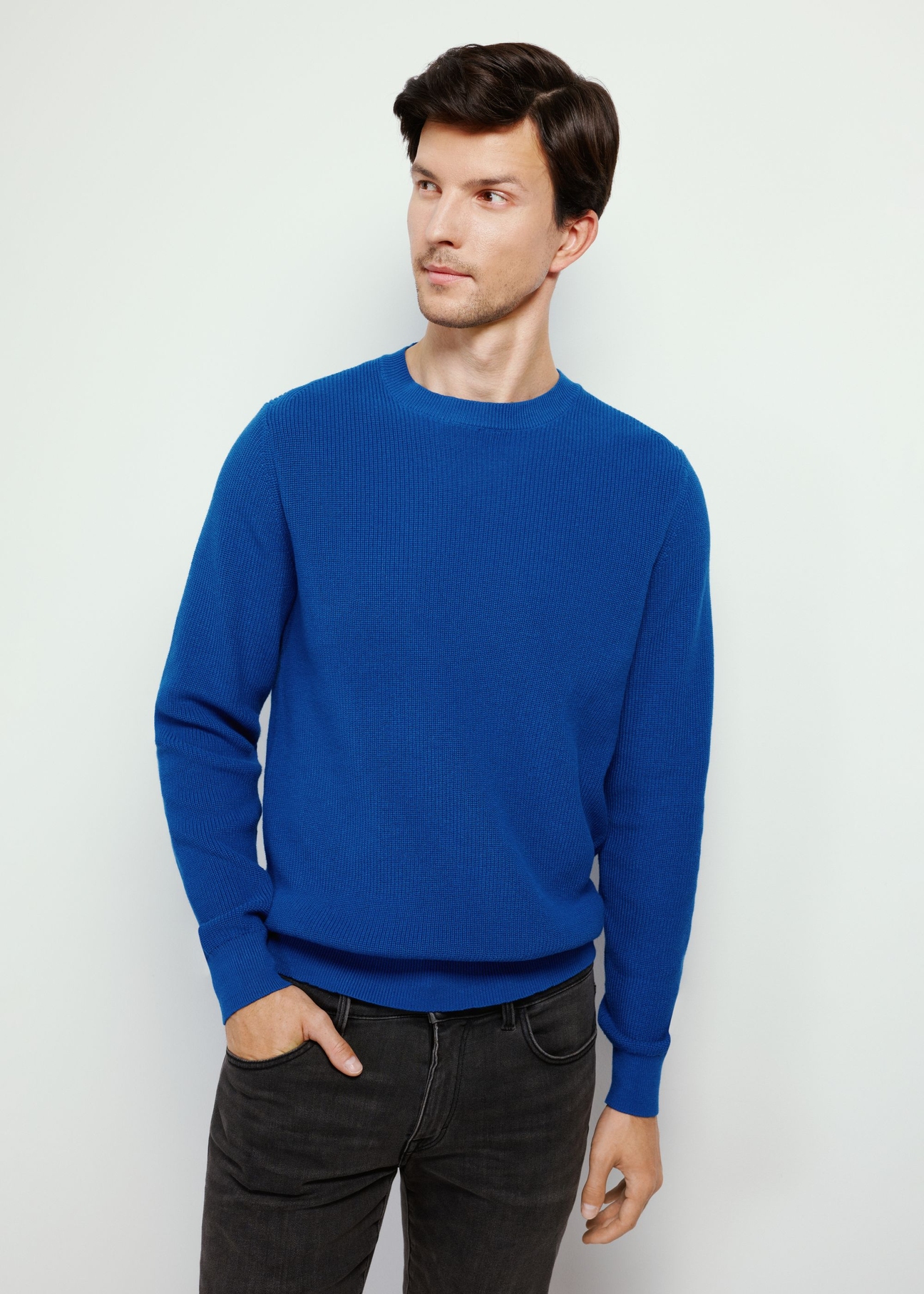 Niebieski sweter męski SWEMT-0156-61(Z24)-03