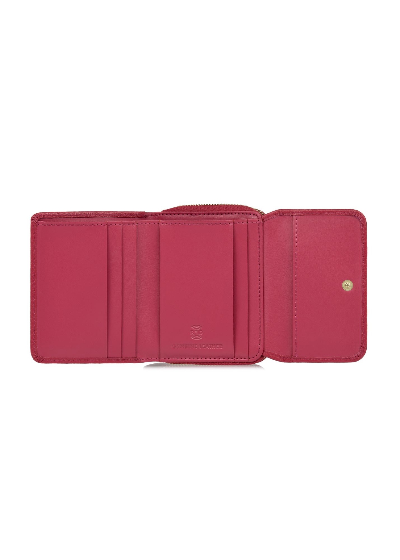 Różowy skórzany portfel damski z ochroną RFID PORES-0817RFID-34(W24)-04
