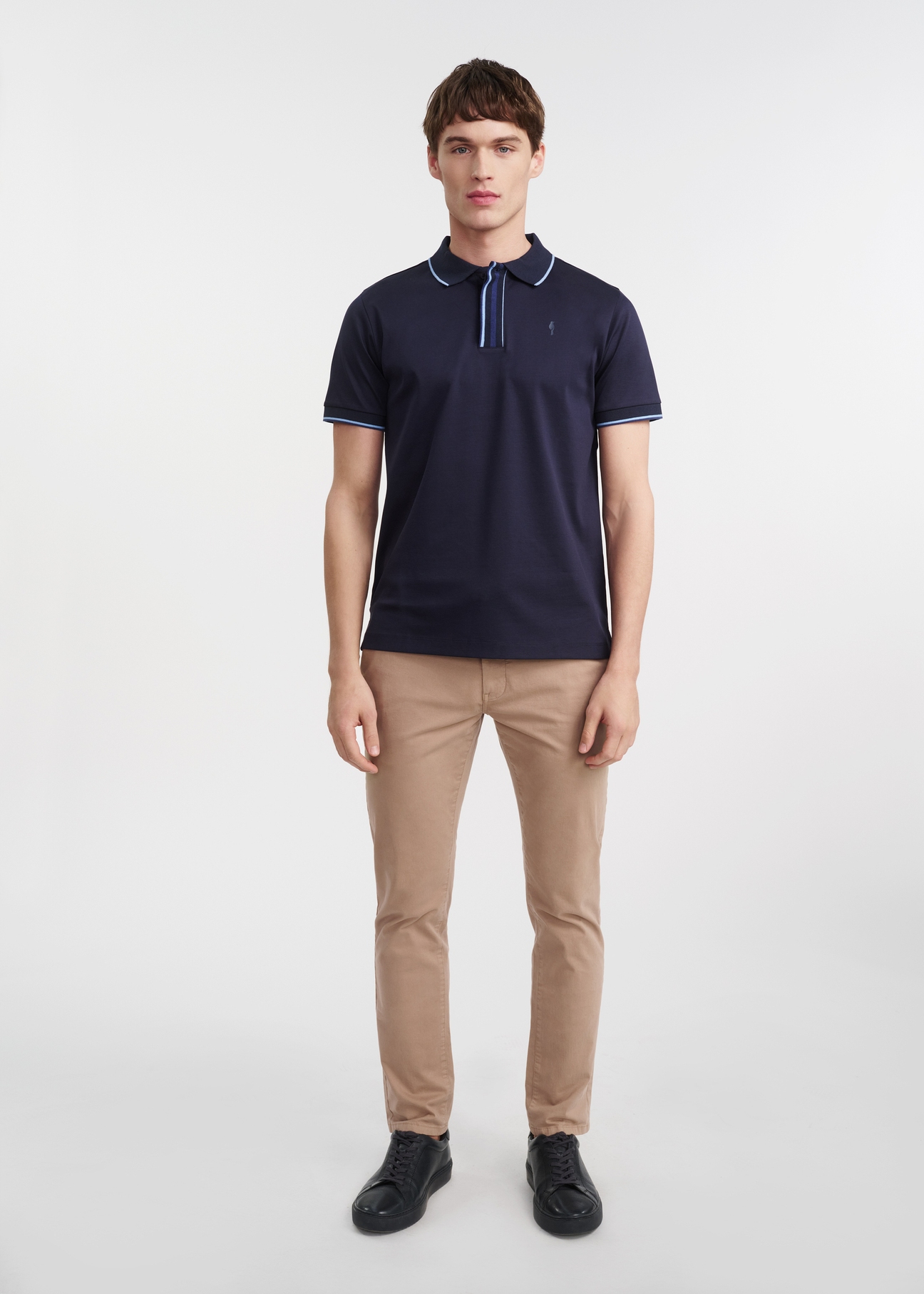Granatowa koszulka polo męska POLMT-0073-69(W25)-02