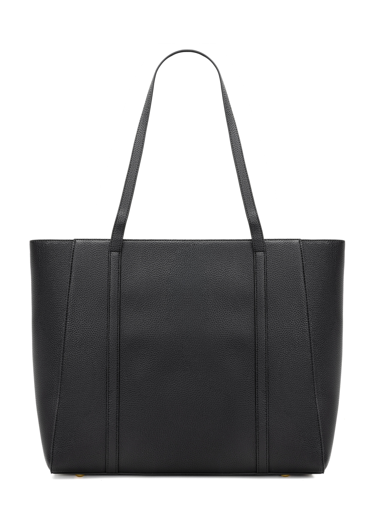 Czarna torebka shopper z monogramem TOREC-1160-9P(W26) - widok produktu z tyłu, na białym tle.