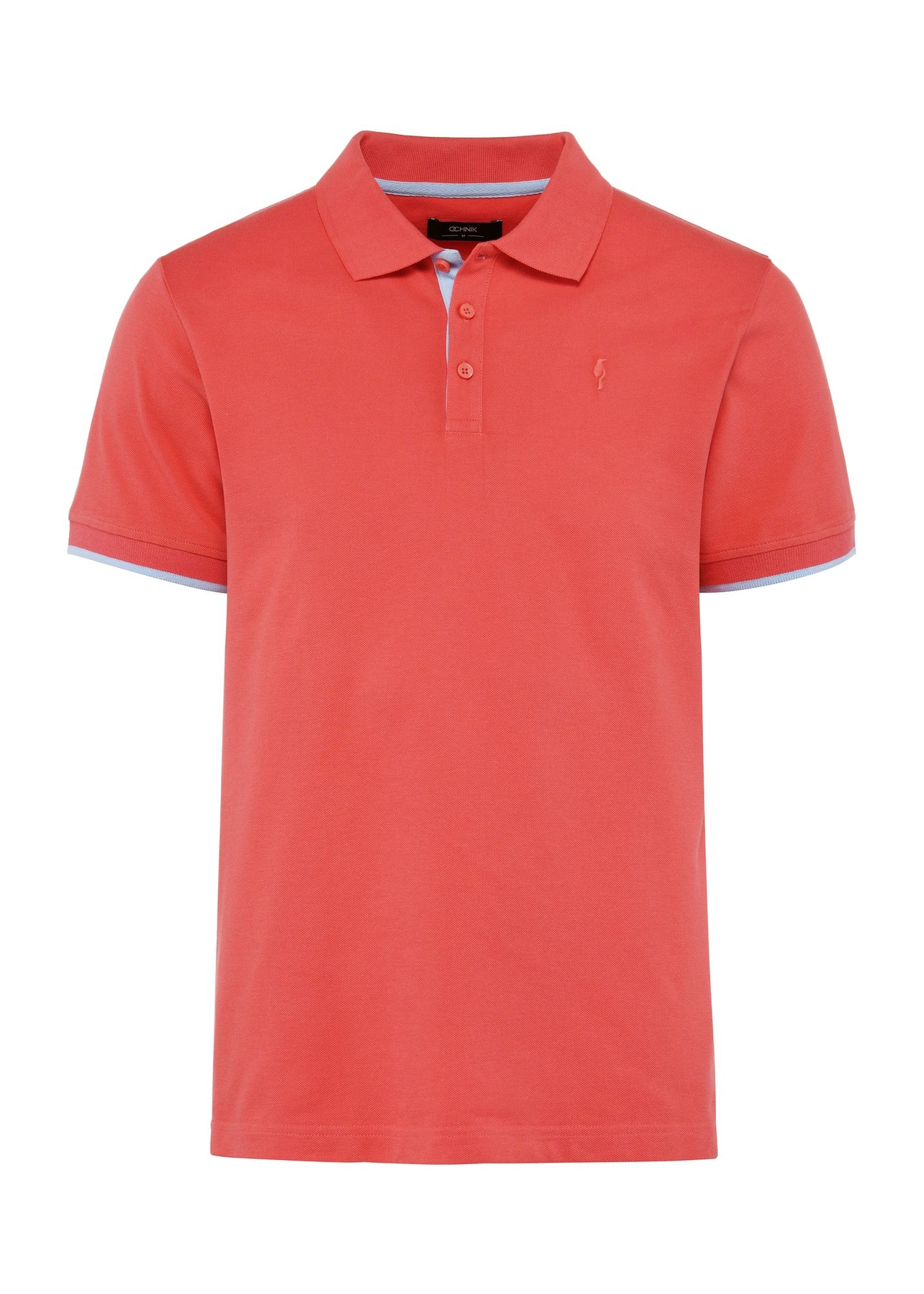 Koralowa koszulka polo męska z bawełny POLMT-0045B-18(W25)-05