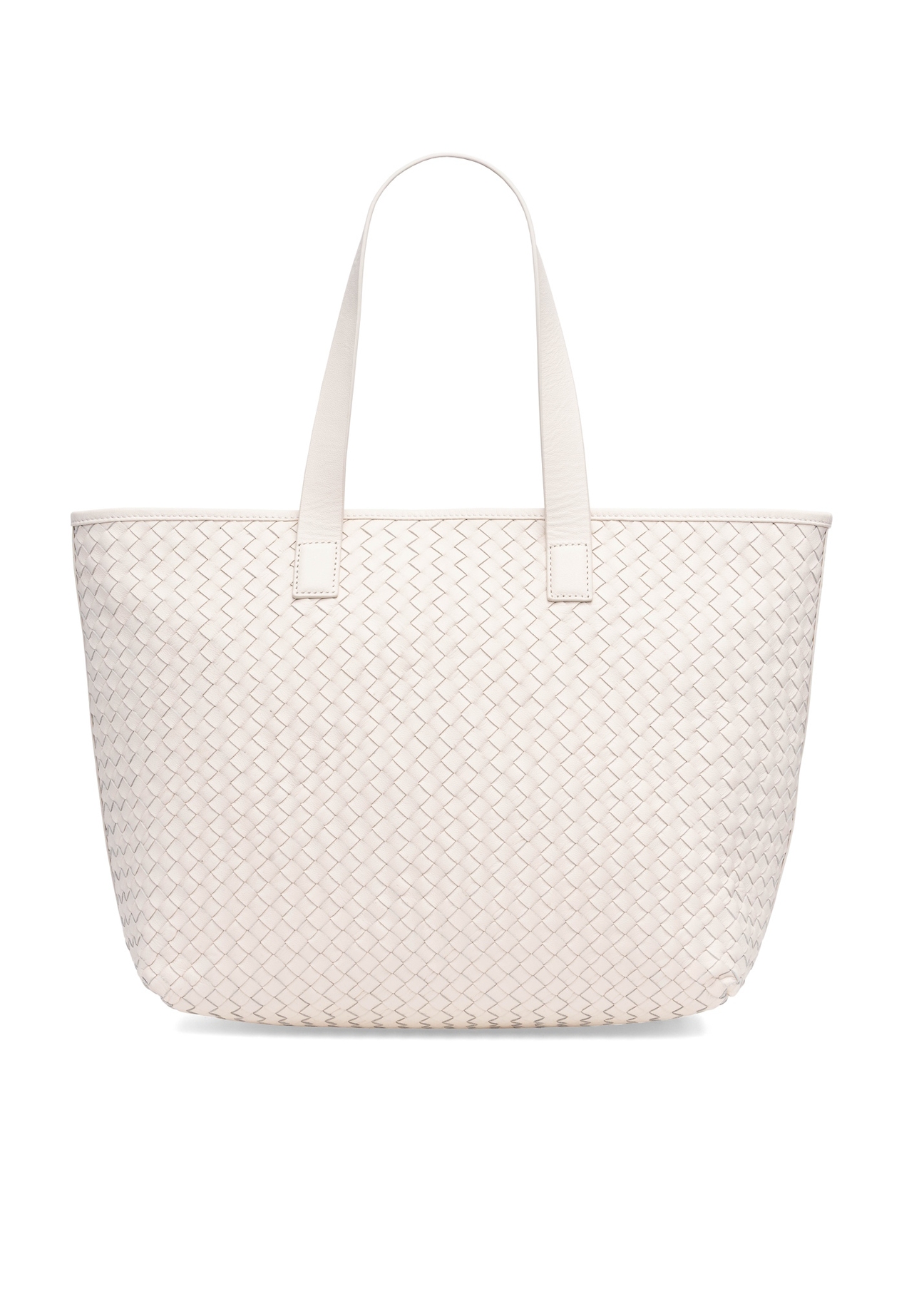Skórzana kremowa torebka shopper damska TORES-1107-12(W25), widok tyłu produktu na białym tle.