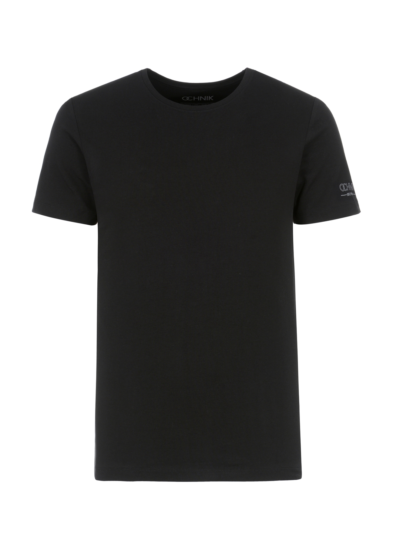 Czarny basic T-shirt męski  z logo TSHMT-0091-99(KS)-03