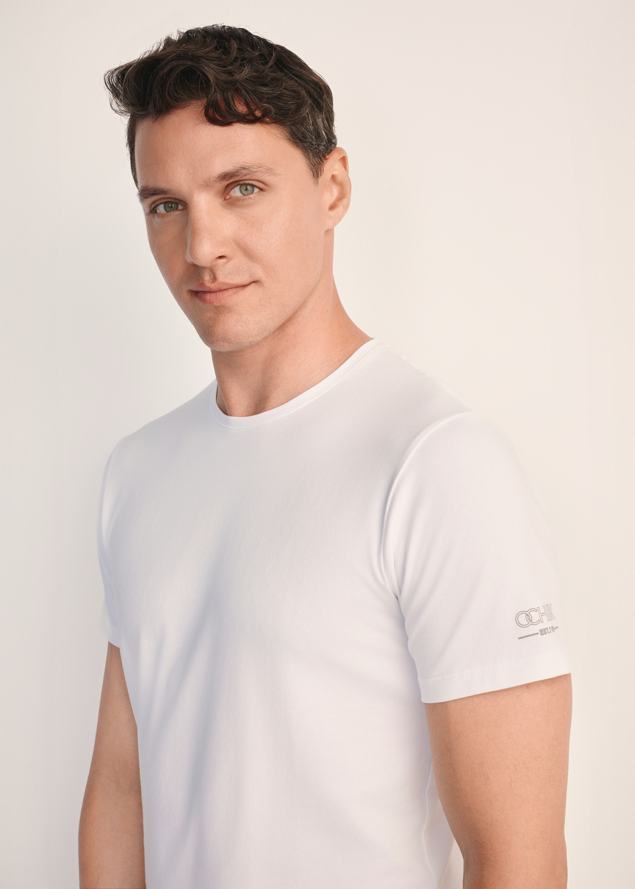 Trójpak białych T-shirtów męskich basic ZESMT-0040-11(KS)