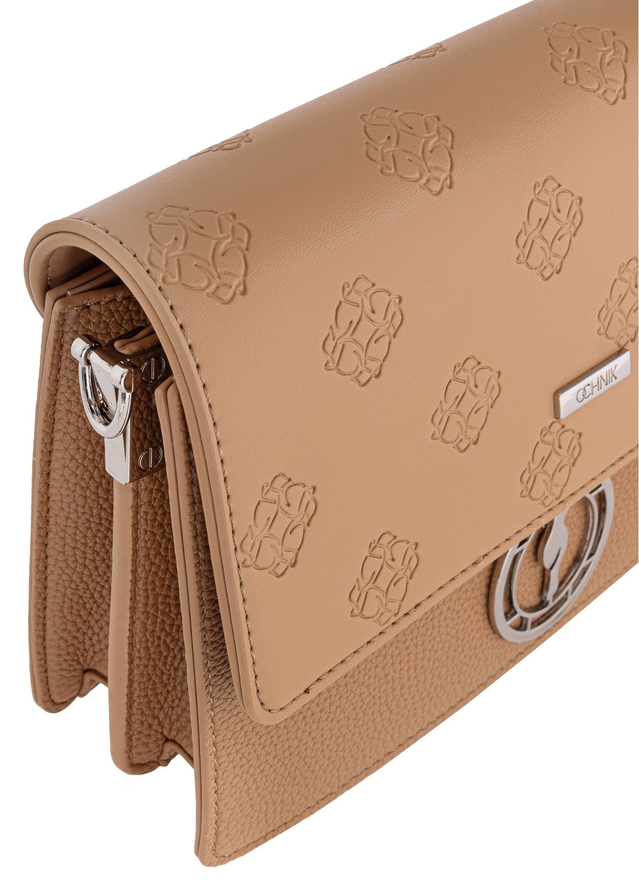 Jasnobrązowa torebka damska z monogramem TOREC-0536A-80(Z24)-07
