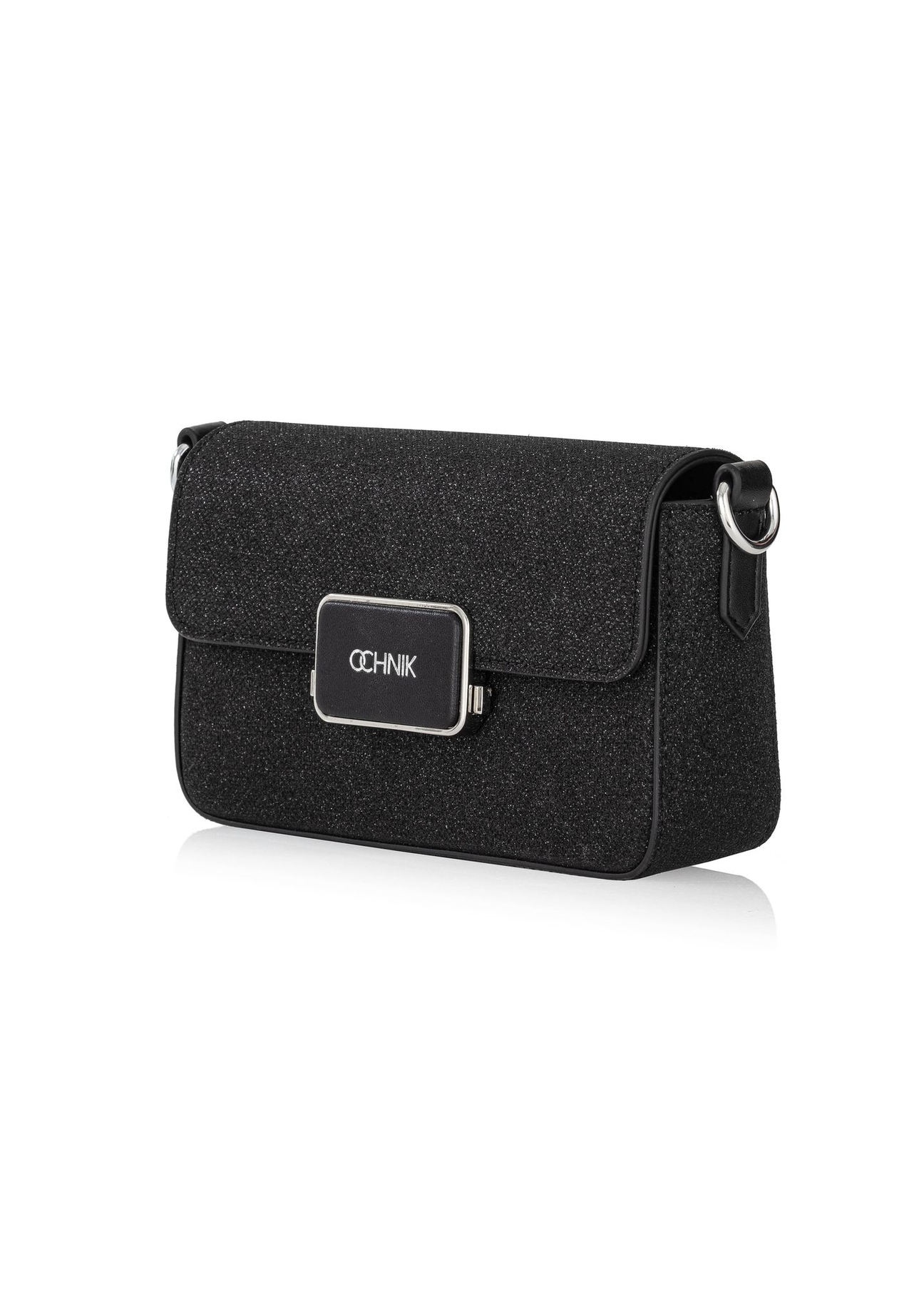 Mała czarna błyszcząca torebka damska TOREC-0989-99(Z24)-02