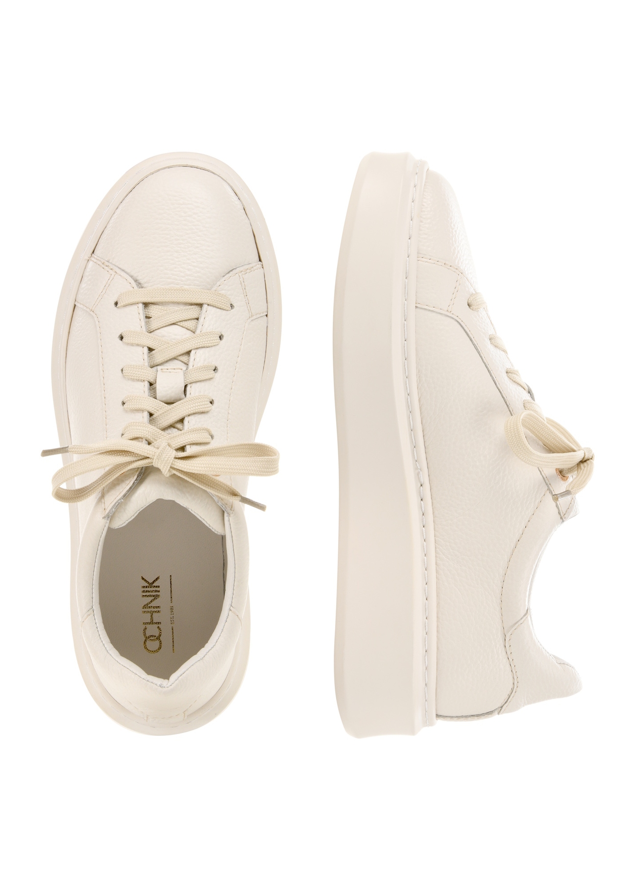 Skórzane buty damskie na platformie BUTYD-1258-0B(W26), widok produktu z góry na białym tle.