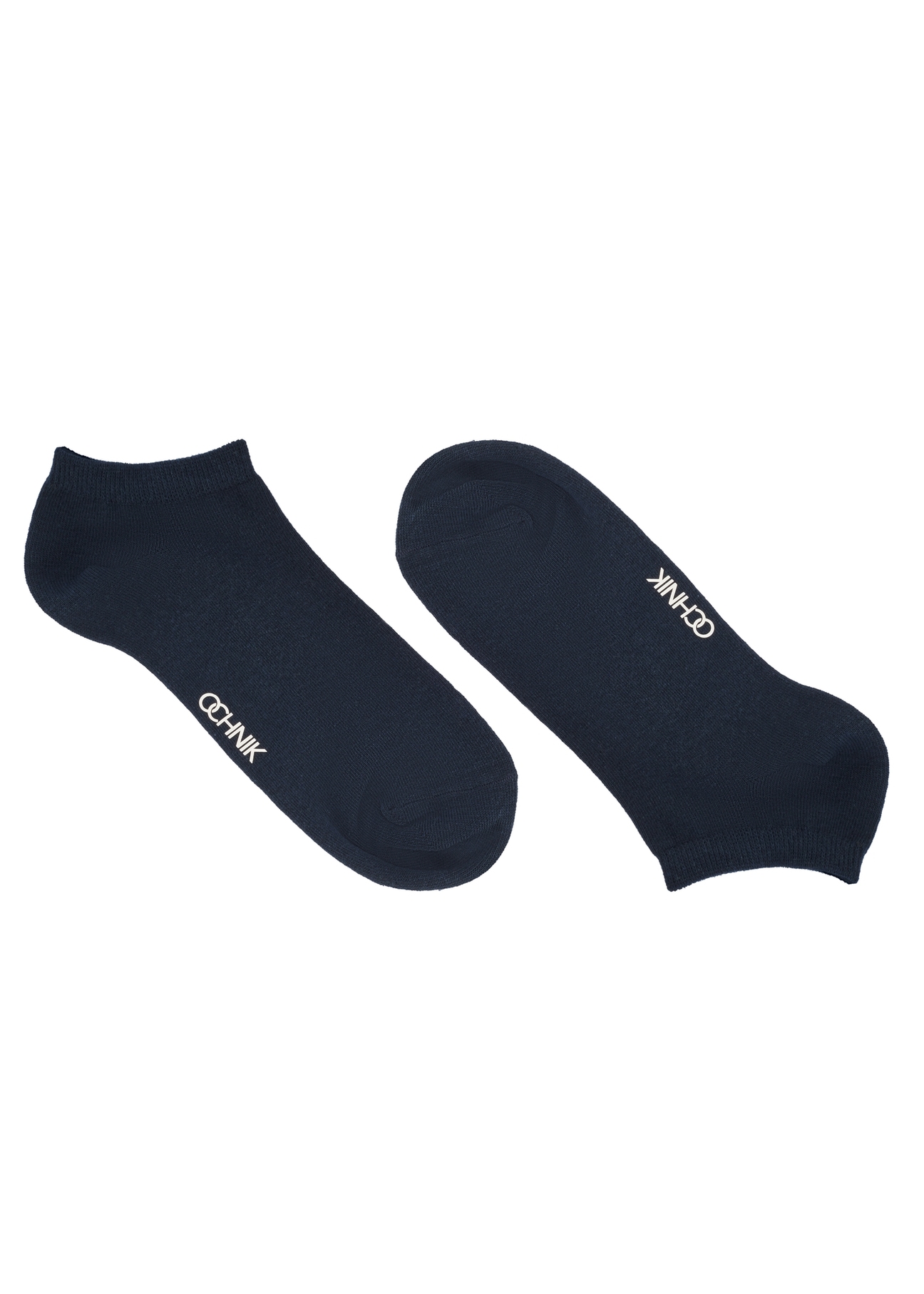 Granatowe krótkie skarpety męskie SKAMT-0151B-7E(W26), widok produktu z boku na białym tle.