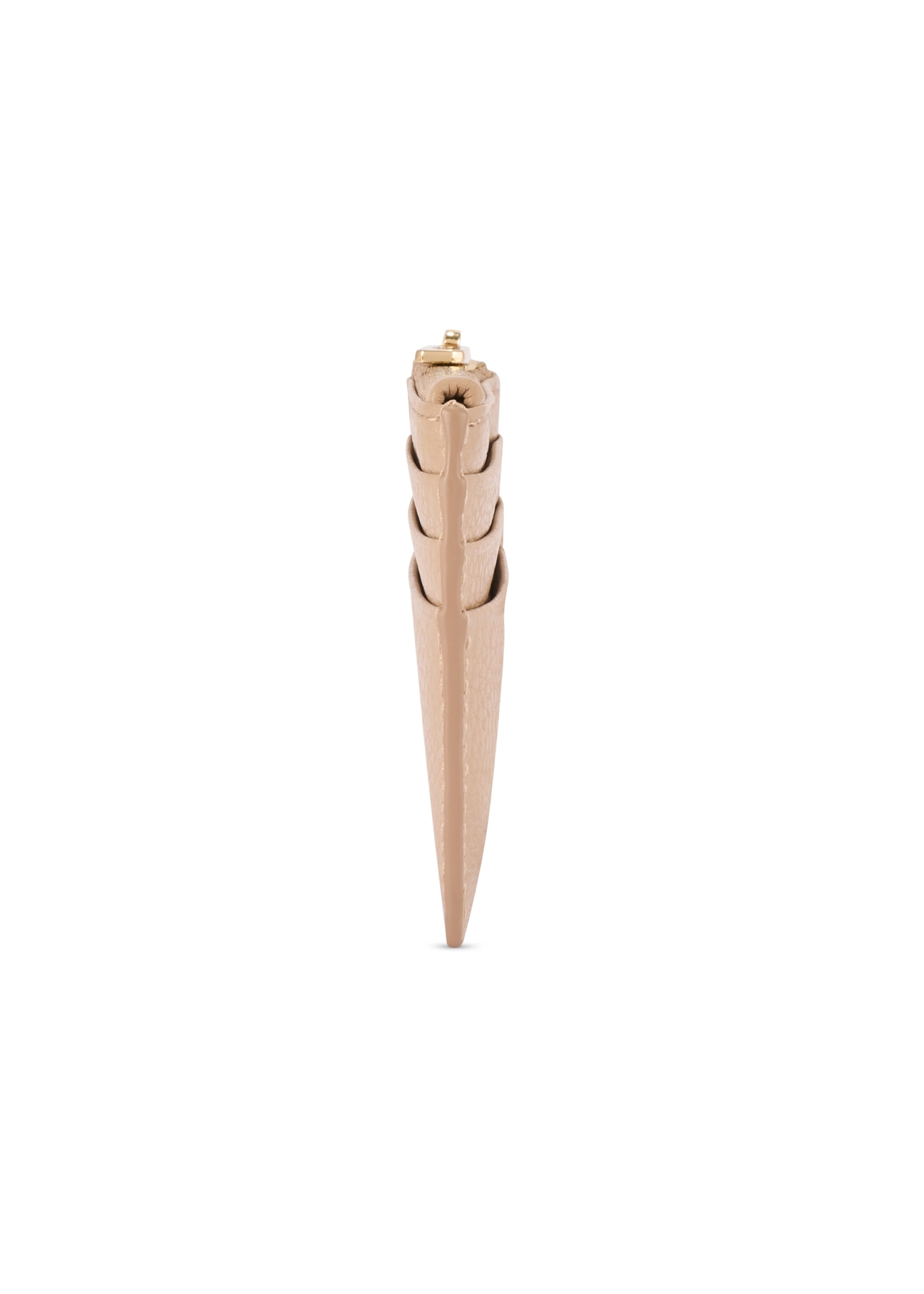 Mały skórzany portfel damski PORES-0806R-1B(W26), widok produktu z boku na białym tle.
