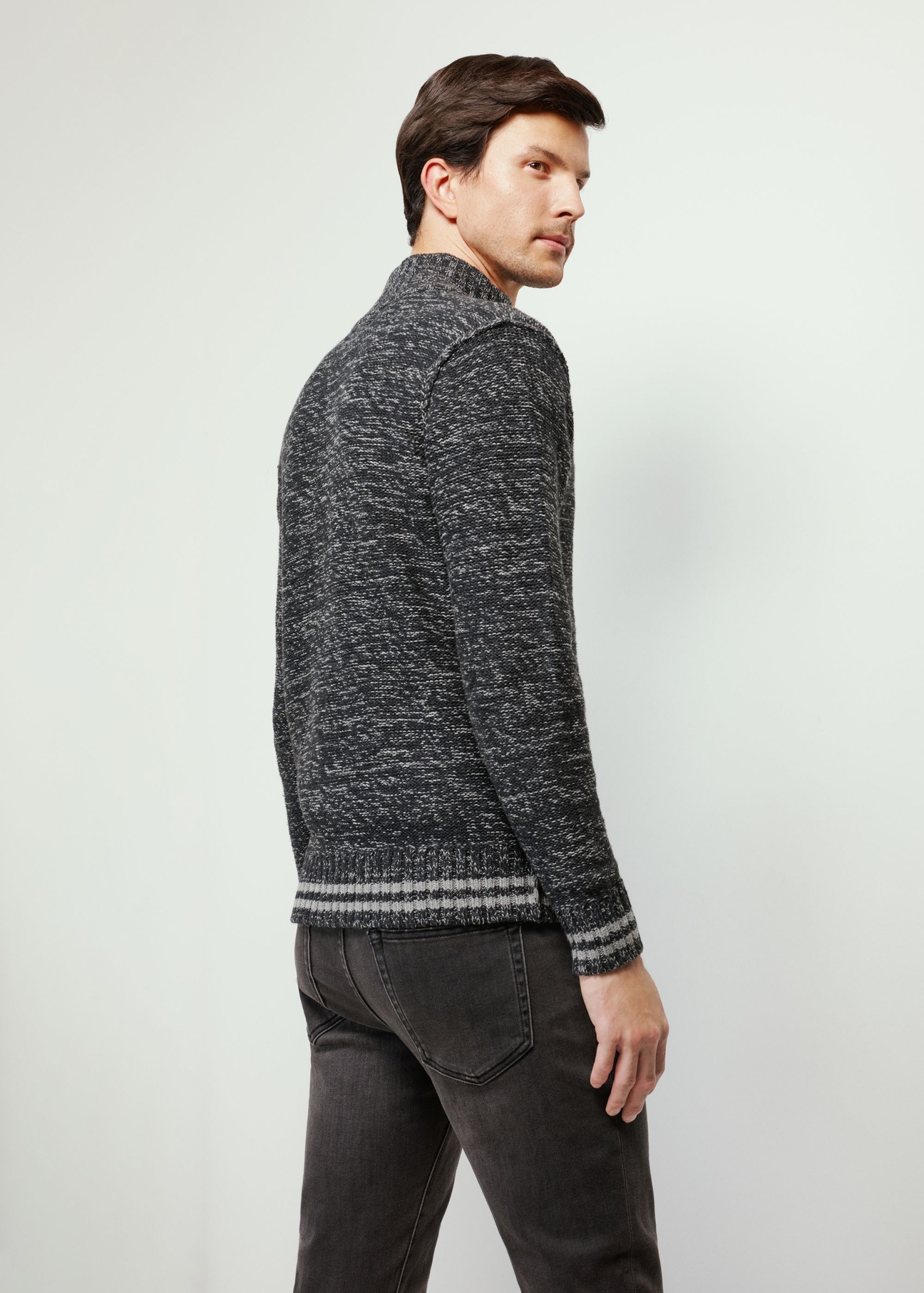 Granatowy sweter męski na suwak SWEMT-0155-69(Z24)-03