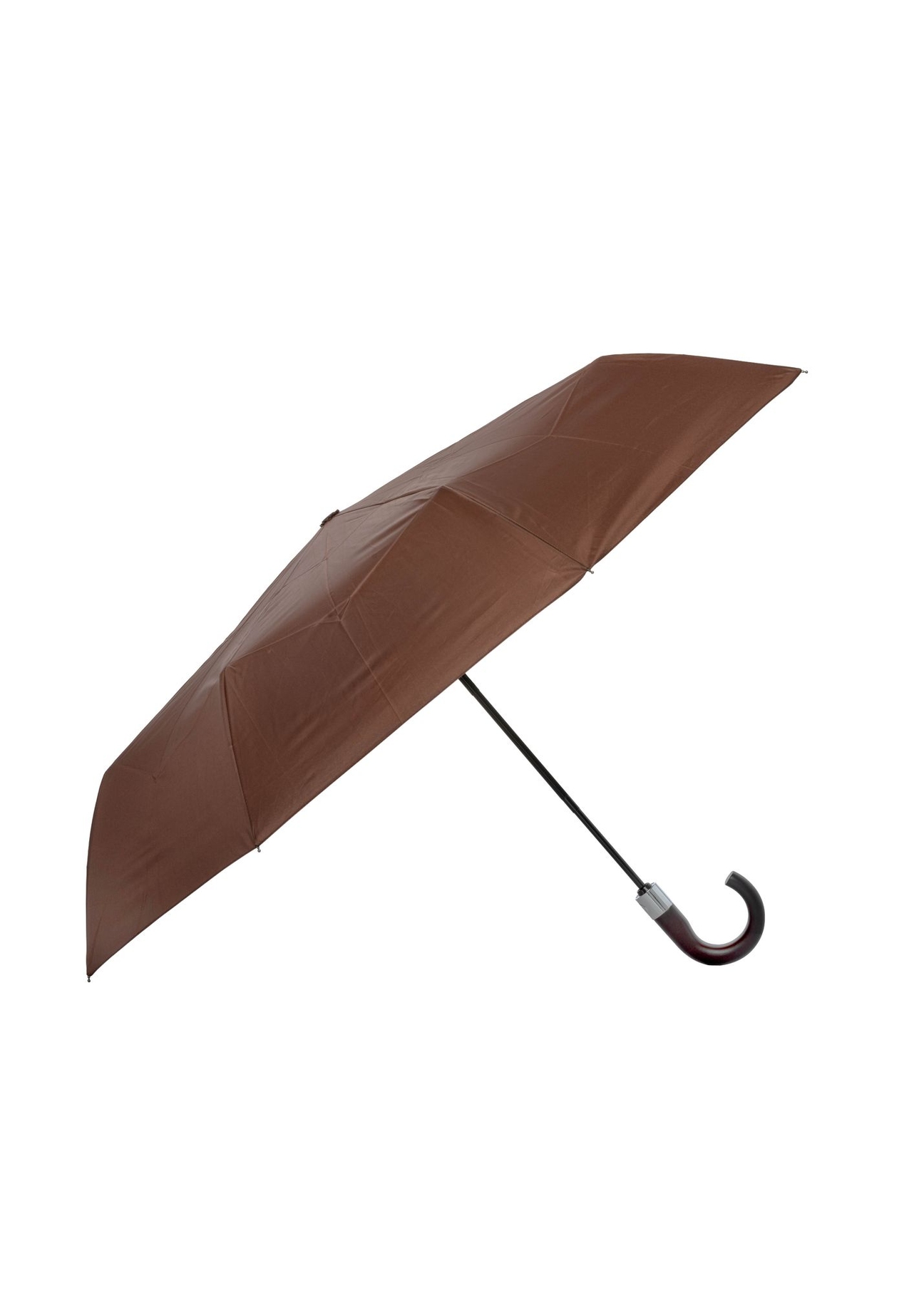 Brązowy parasol męski PARSM-0001-1H(W26) - widok produktu z przodu, na białym tle. 