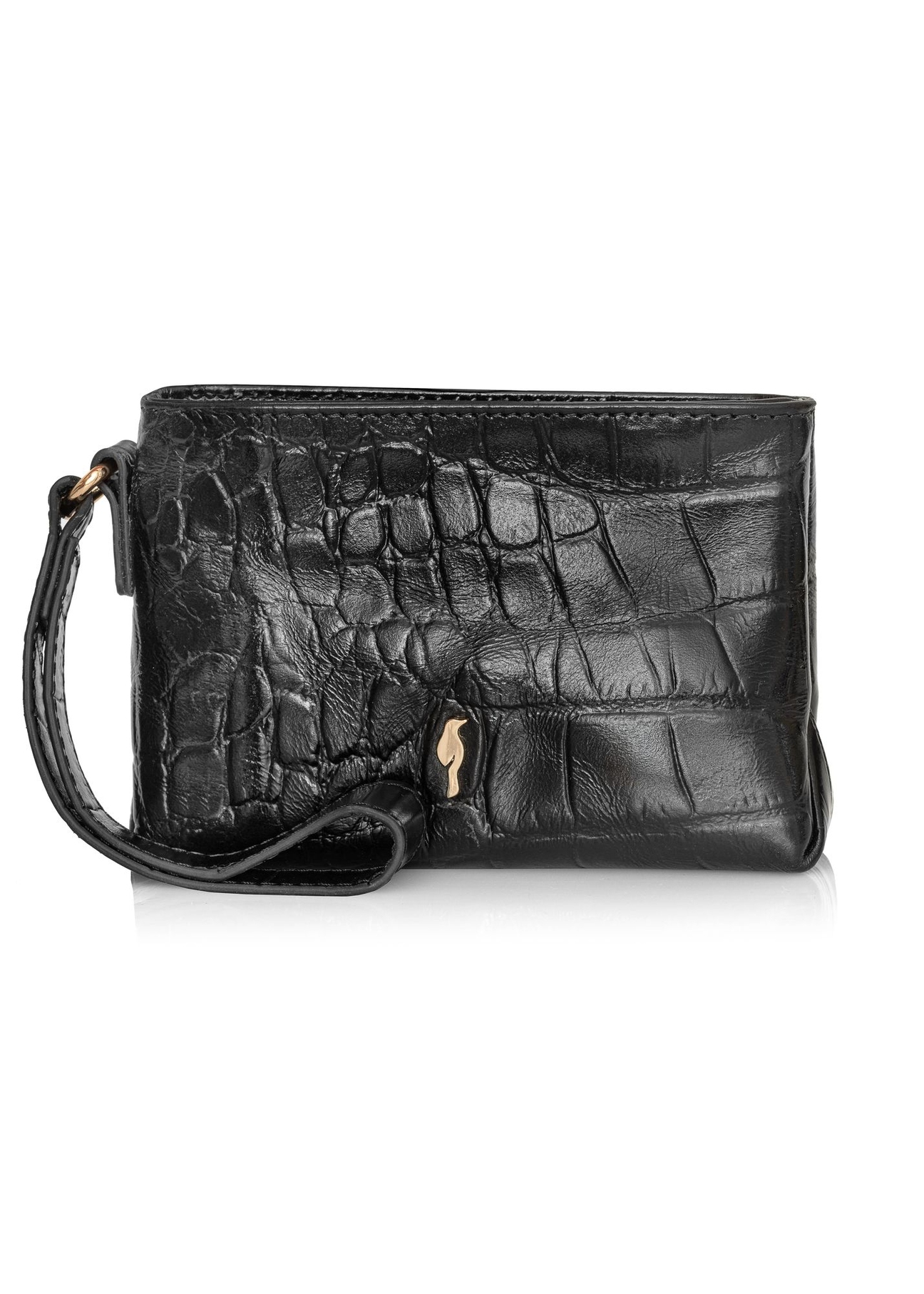 Czarny mały skórzany portfel damski croco PORES-0919-97(Z24)-01