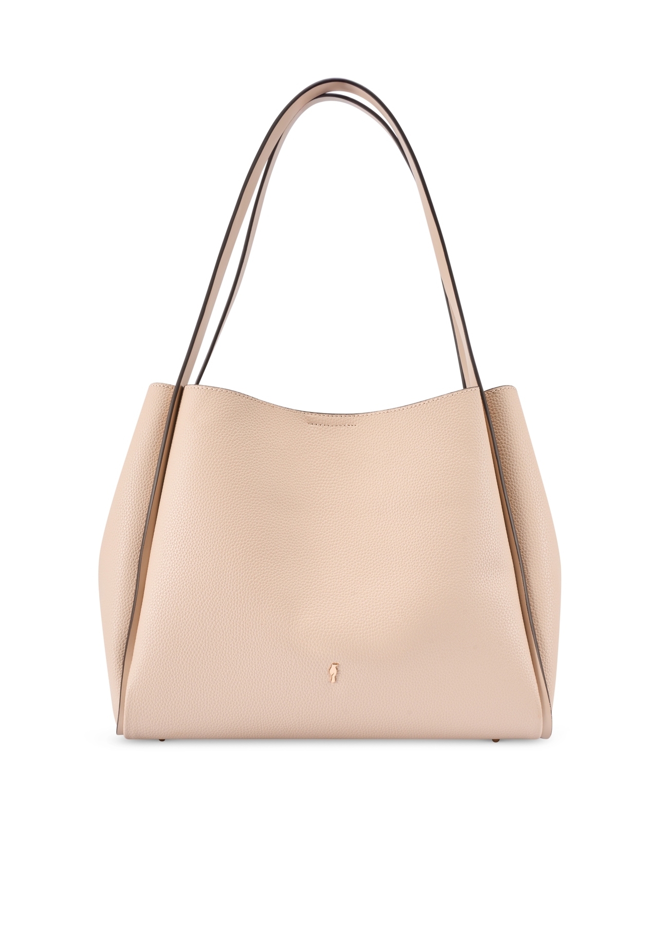 Beżowa torebka shopper damska TOREC-1183-1A(W26) - widok produktu z przodu, na białym tle. 