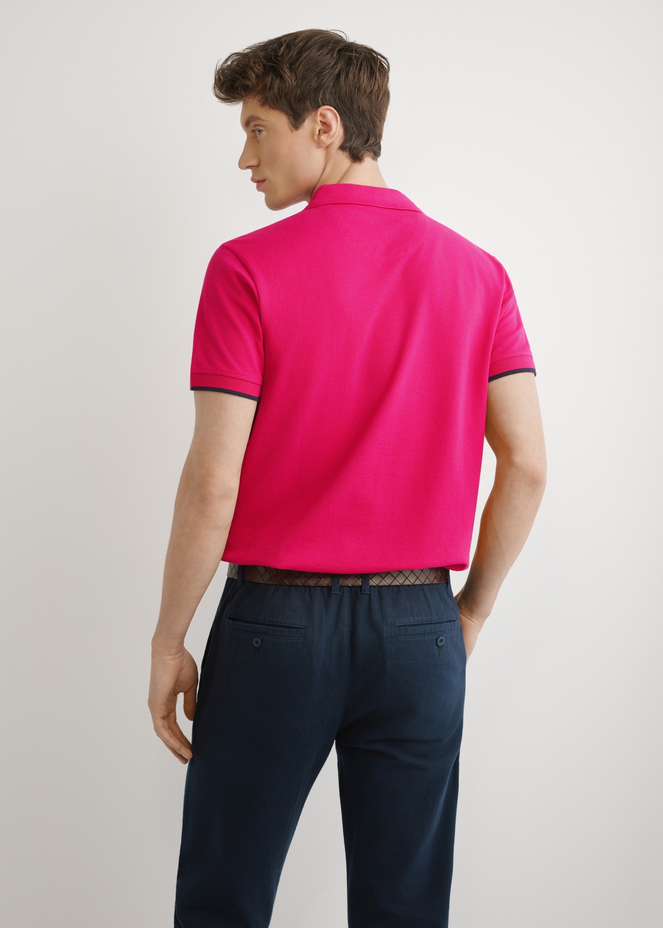 Fuksjowa koszulka polo z bawełny POLMT-0045B-5E(W26)