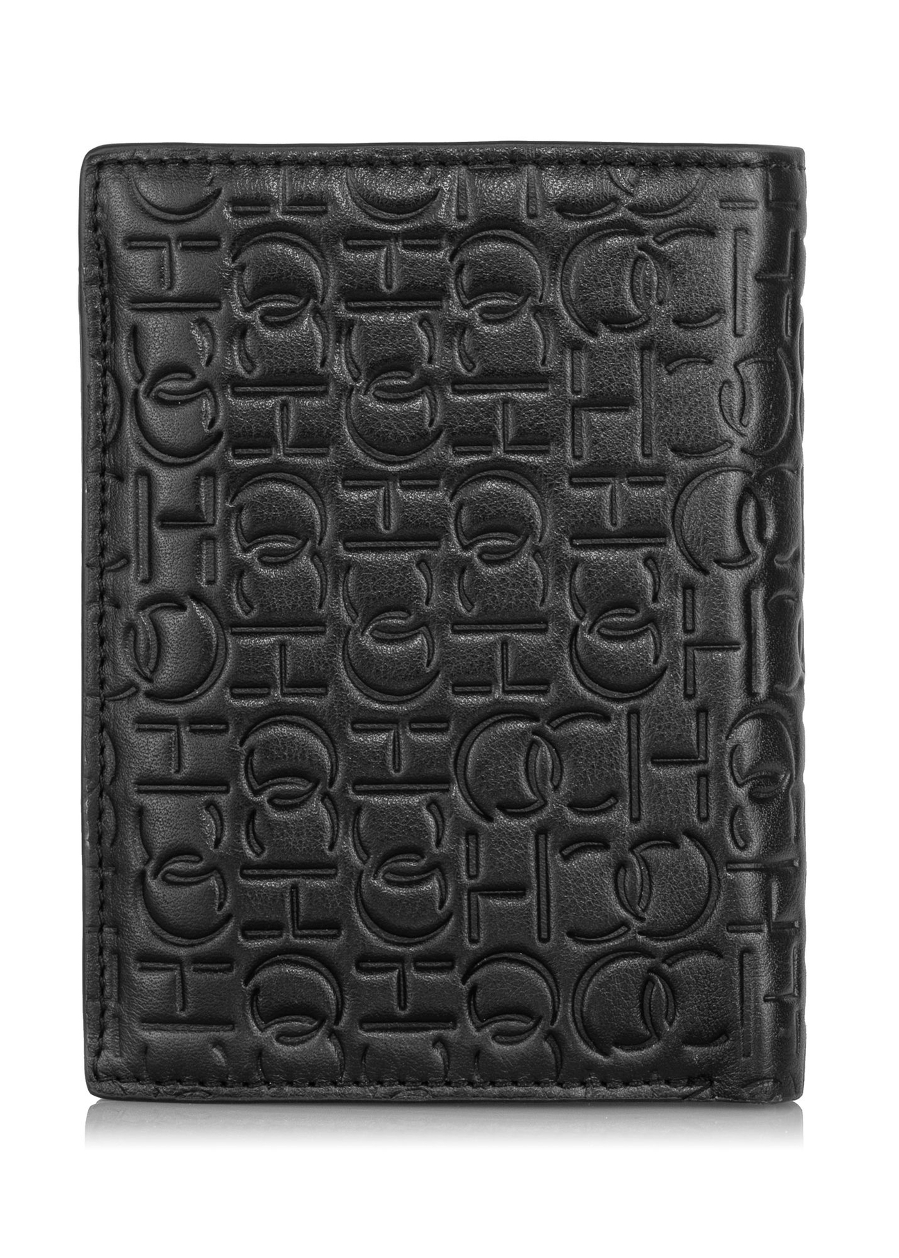 Skórzany czarny portfel męski z monogramem PORMS-0600-98(Z23)-02