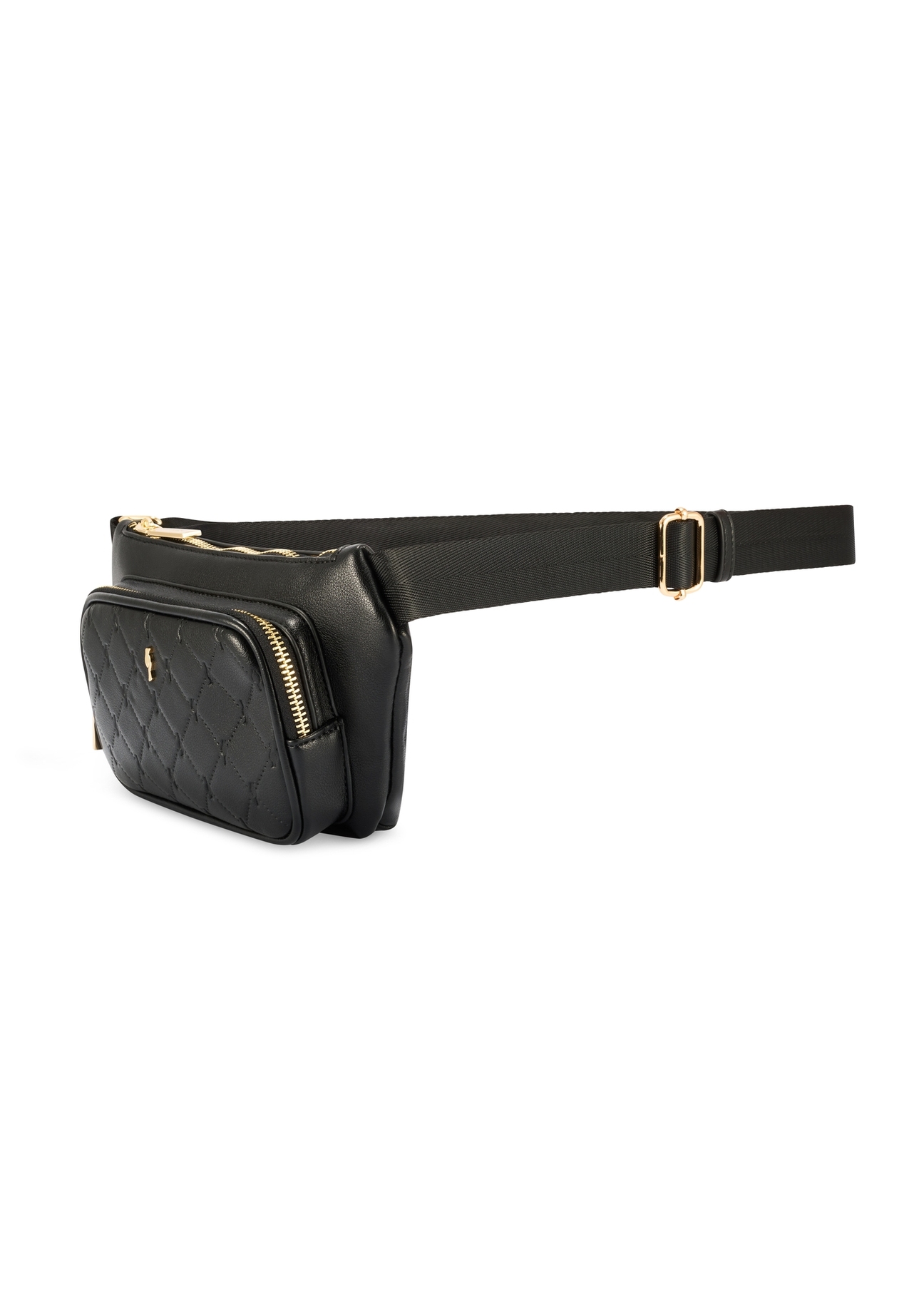 Czarna nerka damska z monogramem TOREC-1192-9P(W26) - widok produktu po skosie na białym tle.