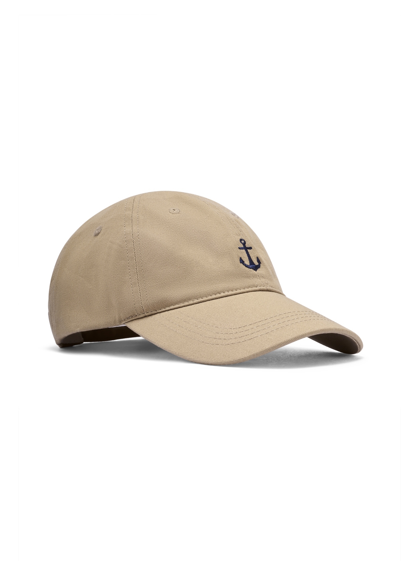 Beżowa czapka z daszkiem unisex CZALT-0018-1B(W26), widok produktu skosem na białym tle.