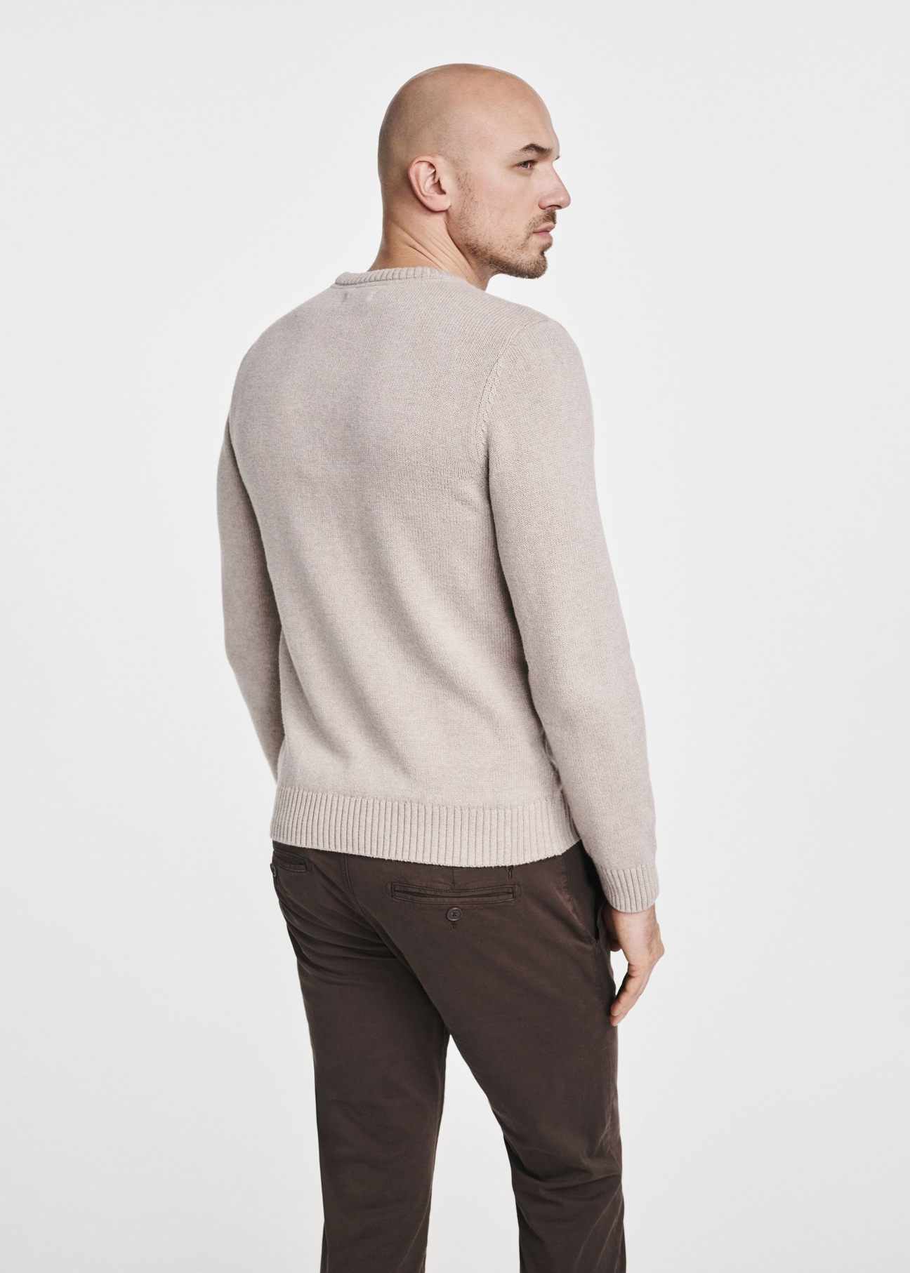 Beżowy sweter męski bawełniany SWEMT-0147-81(Z24)-06