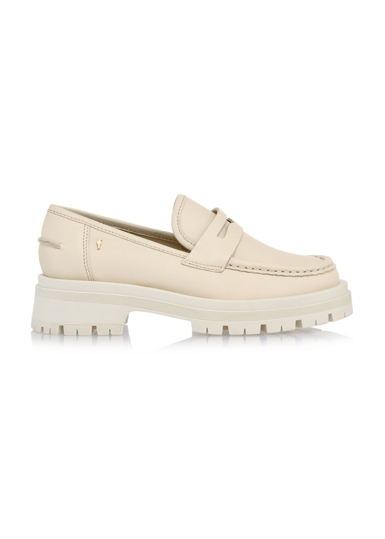 Skórzane beżowe loafersy damskie BUTYD-1069-81(W24)-01