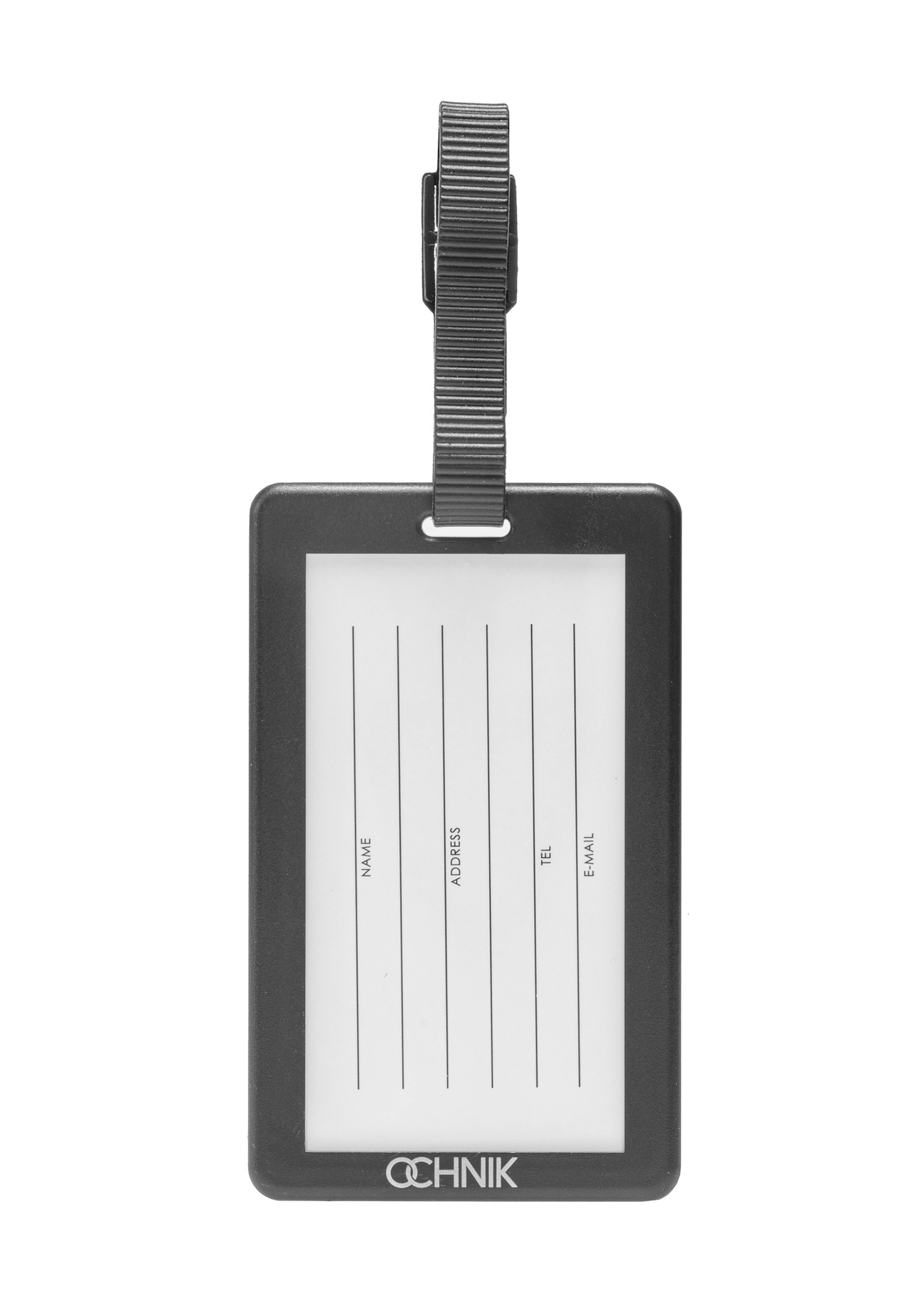 Identyfikator do bagażu AW-012-0006-98(W25), widok produktu z tyłu na białym tle.
