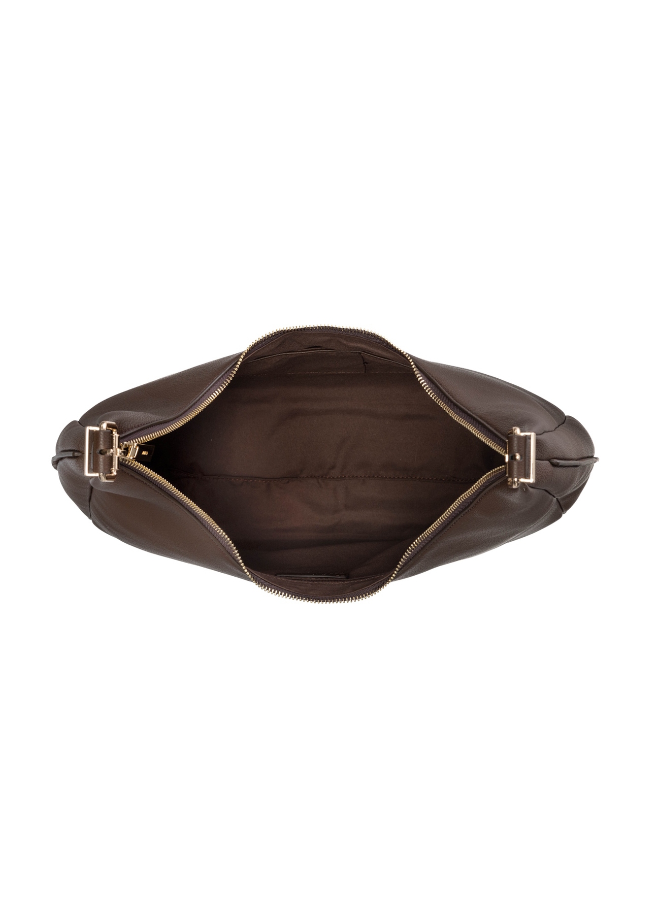 Brązowa torebka damska shopper TOREC-1238-1I(W26), widok produktu w środku na białym tle.