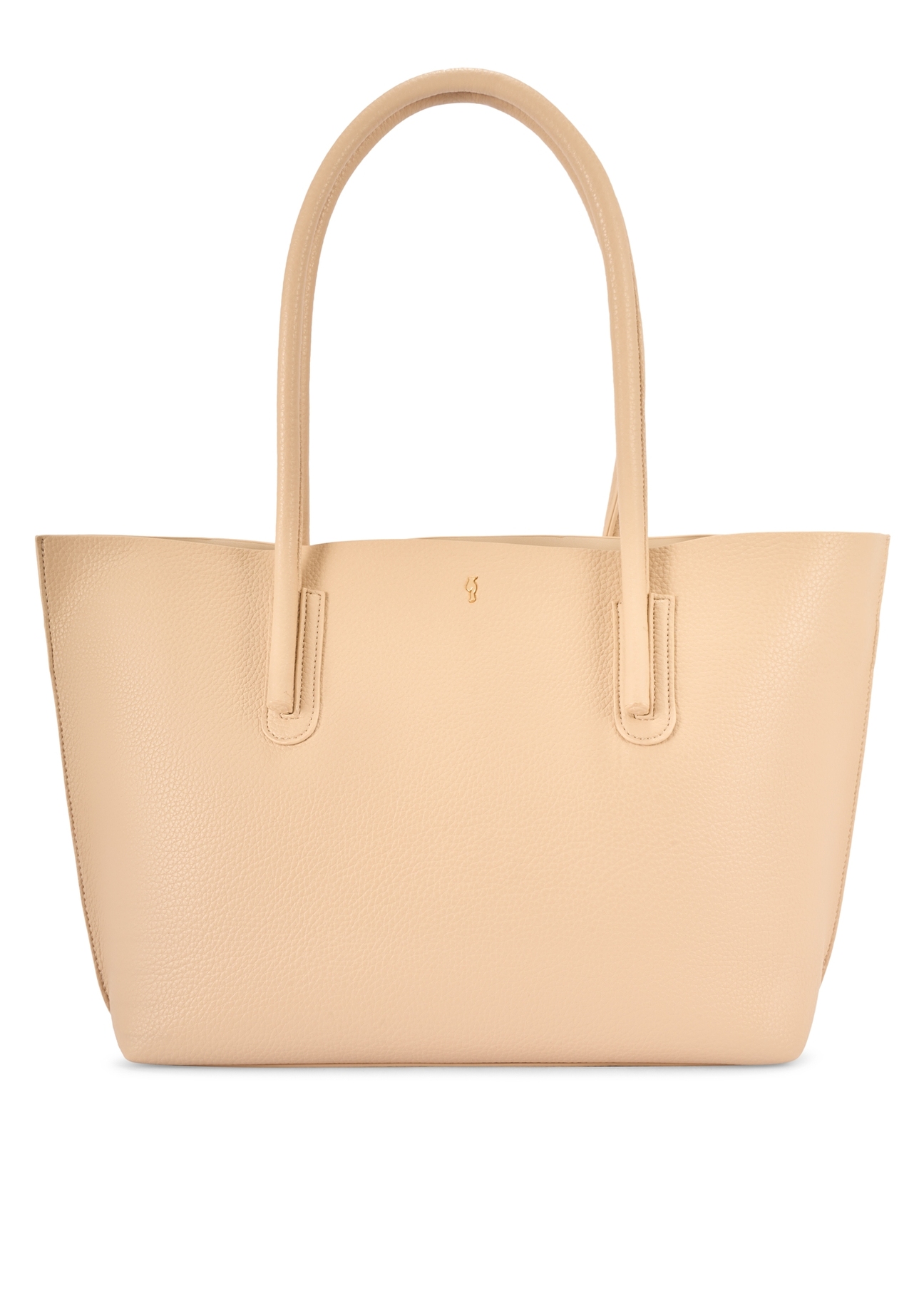 Beżowa torebka shopper damska TOREC-0938-1A(W26), widok produktu z przodu na białym tle.
