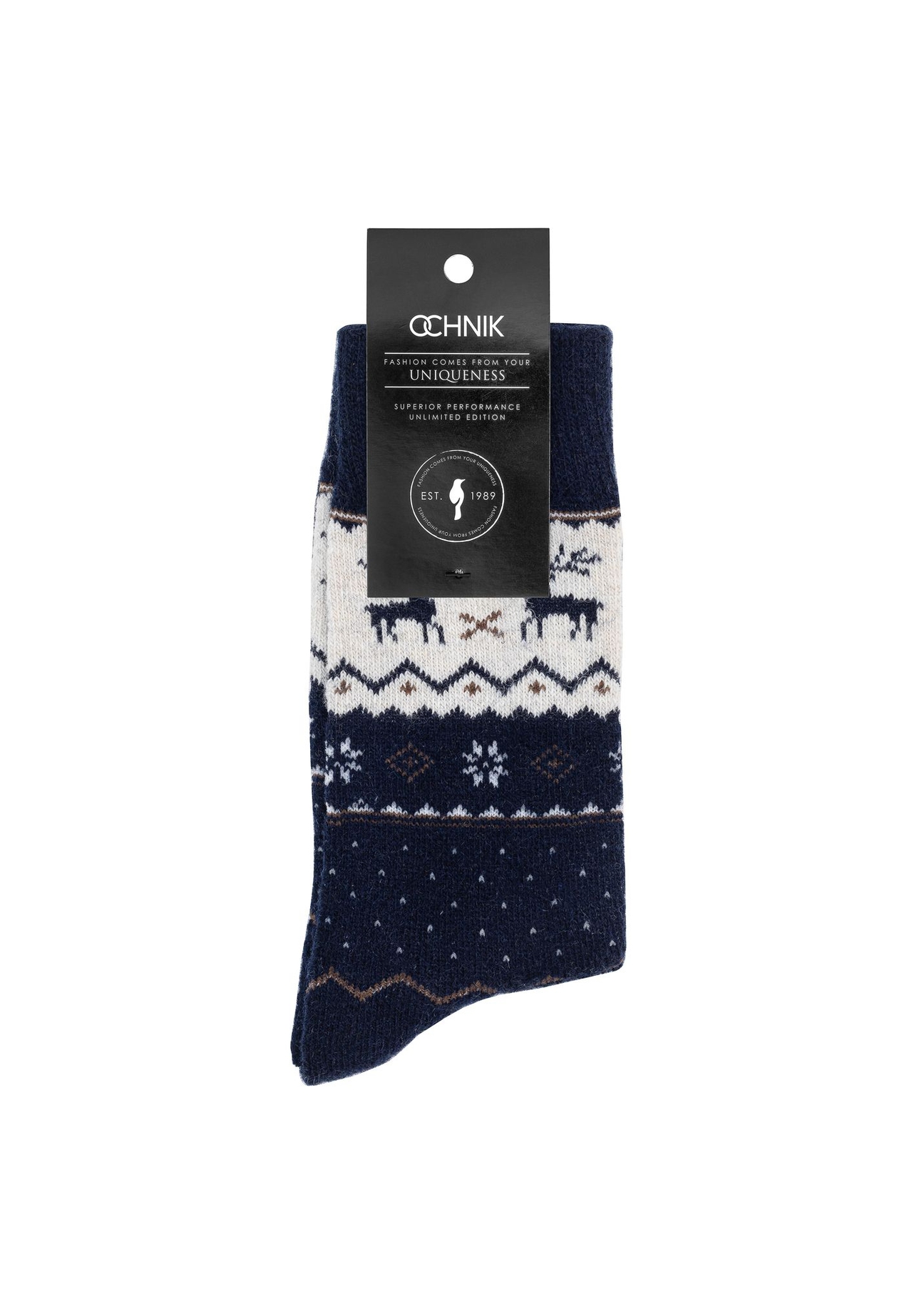 Świąteczne granatowe skarpety męskie SKAMT-0189-69(Z24)-01