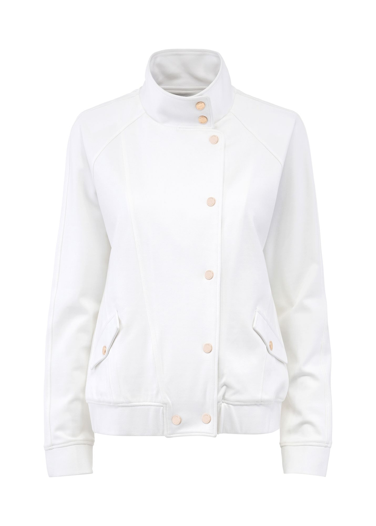 Kremowa bluza damska ze stójką BLZDT-0106-12(Z24)-01