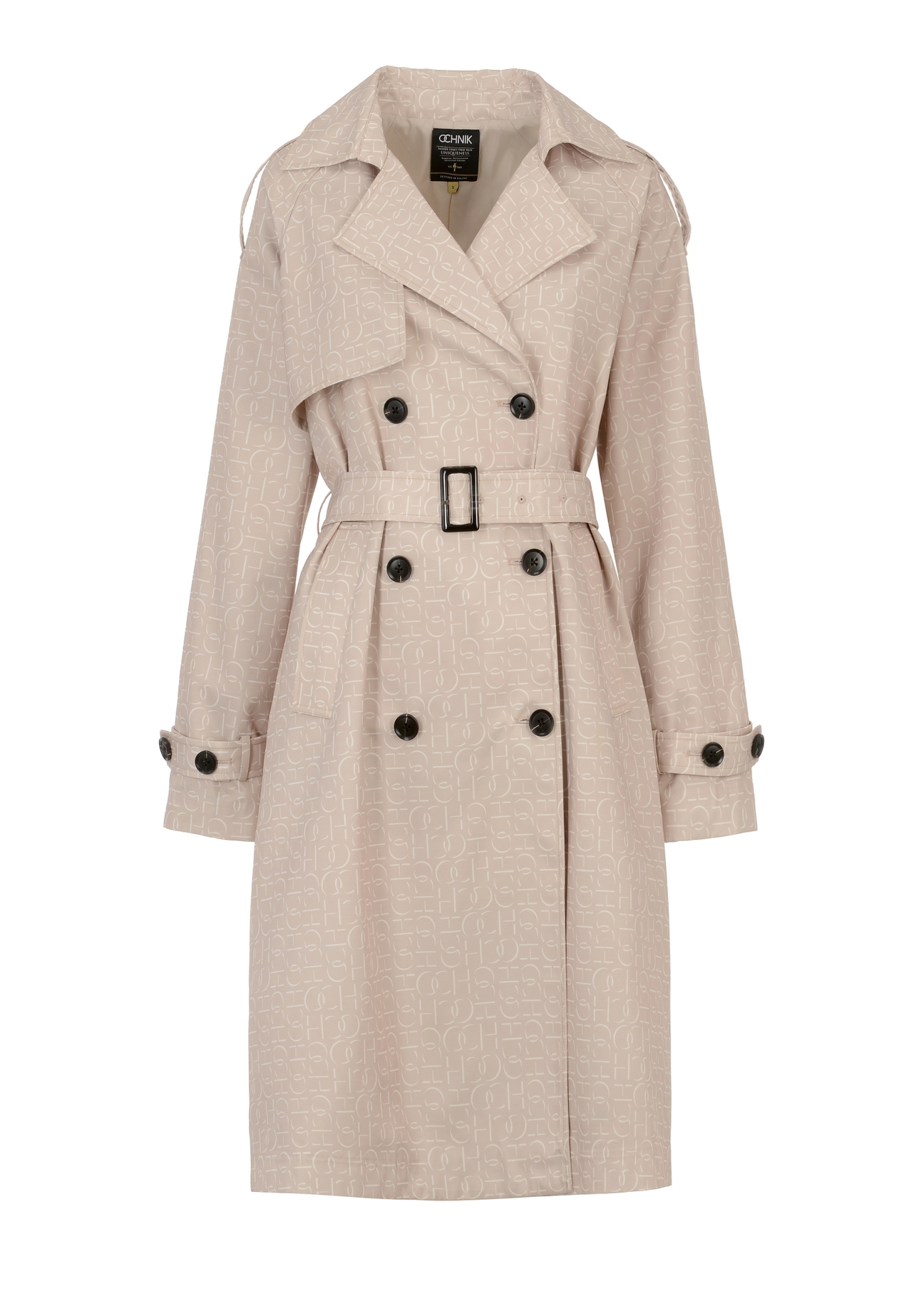Dwurzędowy płaszcz damski z monogramem KURDT-0444-81(W23)-06