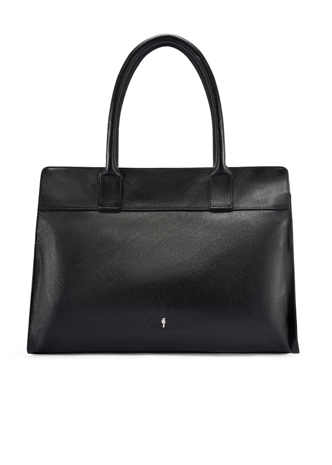 Czarna duża skórzana torebka shopper TORES-1237-99(W26), widok produktu z przodu na białym tle.